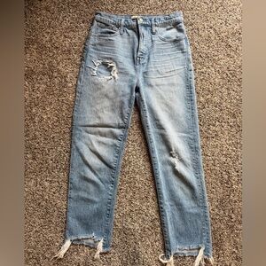 Madewell Light Blue Distressed Straight Leg Jeans